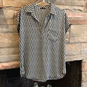💐Pleione Black & White Patterned Blouse sz XL